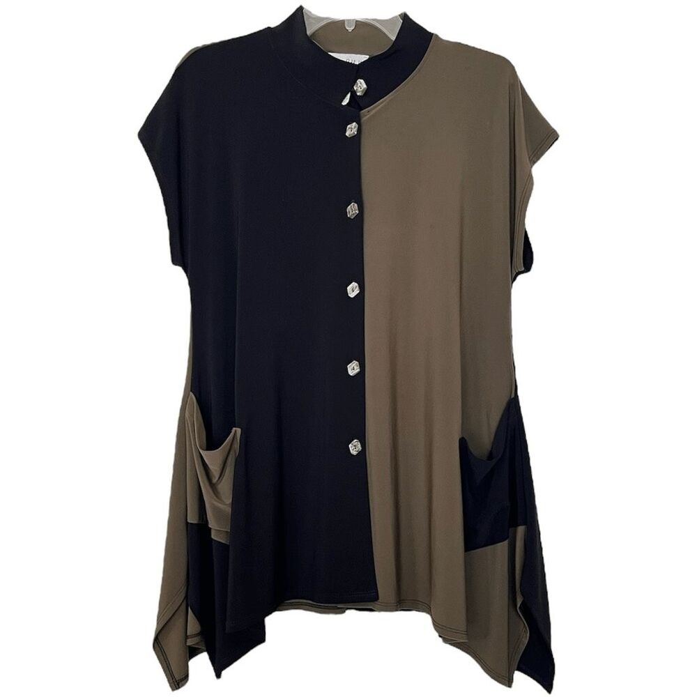 Joseph Ribkoff Lagenlook Tunic Size 6 Asymmetric Artsy Funky Art Teacher Neutral